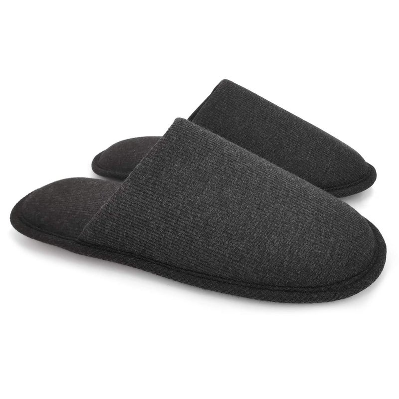 ofoot Men's Organic Cotton Cozy Indoor Slippers, Memory Foam House Flat,Washable Slip on Home Shoes(Charcoal Grey,US 9-10) - Image 1